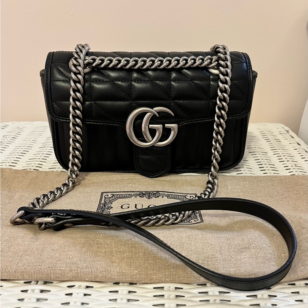 SOLD Gucci GG Marmont Mini chain shoulder bag.
